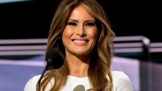 Melania Trump speaks from the podium on the first night of the Republican National Convention in Cleveland, Ohio, on July 18, 2016.