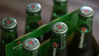 In this photo illustration, bottles of Heineken beer are displayed on July 31, 2023 in San Anselmo, California. 