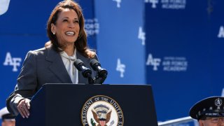 U.S. Vice President Kamala Harris gives the commencement address at the commencement ceremony for graduates of the U.S. Air Force Academy in Colorado Springs, Colorado, U.S., May 30, 2024. 