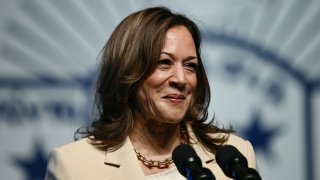 US Vice President and Democratic Presidential candidate Kamala Harris delivers keynote speech at Zeta Phi Beta Sorority, Inc.’s Grand Boulé event at the Indiana Convention Center in Indianapolis, Indiana, on July 24, 2024. 