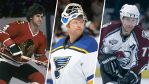 Split image of Bobby Orr, Martin Brodeur and Ray Bourque
