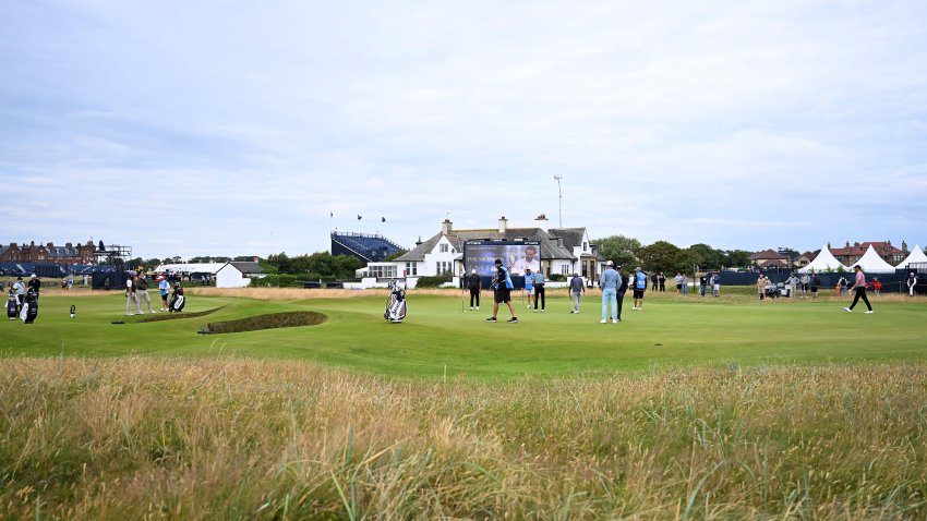 A general view as players practice on course