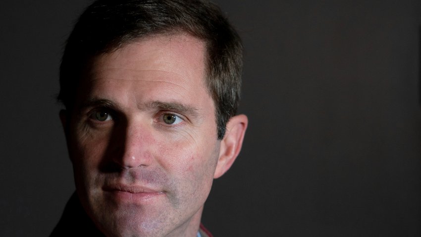 Kentucky Attorney General and Democratic Gubernatorial Candidate Andy Beshear poses for a photograph after voting, Tuesday, Nov. 5, 2019, in Louisville, Ky.