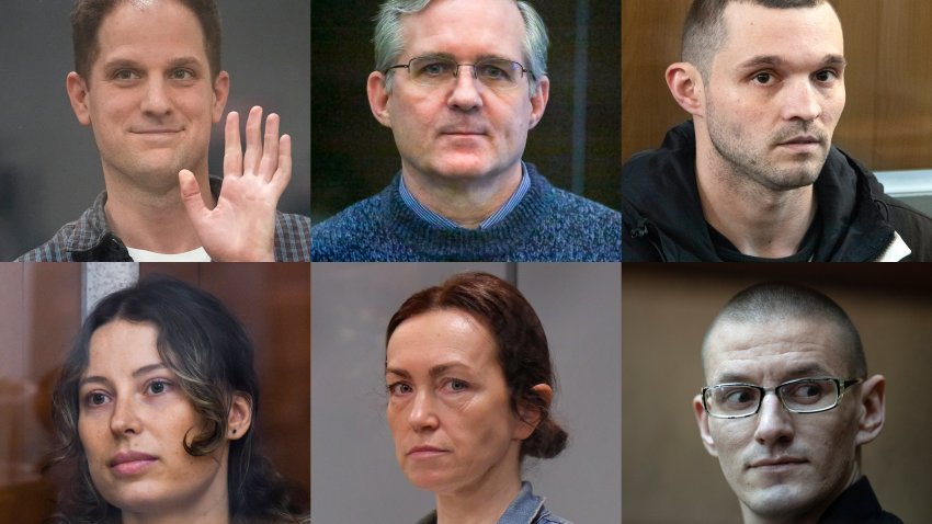 This photo combination shows some of the U.S. citizens who are in Russian custody.