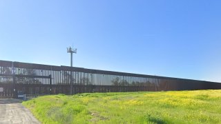 A section of the border wall where nine people fell on Sunday night.