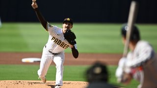 SAN DIEGO, CA – JULY 13:  Dylan Cease #84 of the San Diego Padres pitches during the first inning of a baseball game against the Atlanta Braves at Petco Park on July 13, 2024 in San Diego, California. (Photo by Denis Poroy/Getty Images)