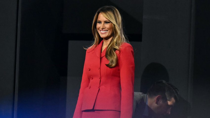 Former US First Lady Melania Trump arrives for the last day of the 2024 Republican National Convention at the Fiserv Forum in Milwaukee, Wisconsin, on July 18, 2024.