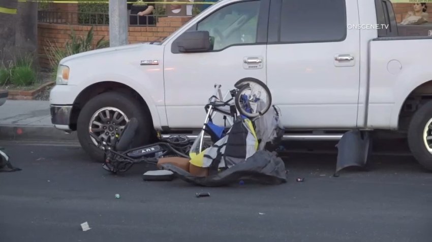 Three children and two adults traveling on bicycles were hurt in a hit-and-run crash in Garden Grove on Sunday, July 7, 2024.