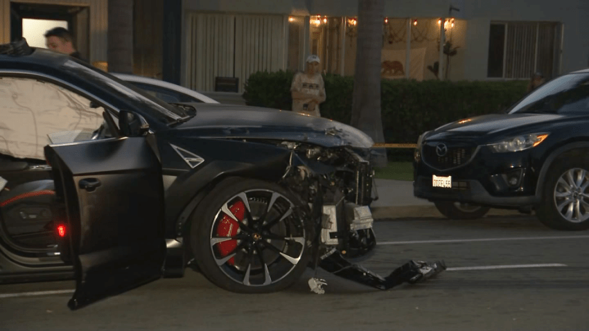 A crashed Lamborghini after a police pursuit on 7/23/2024.