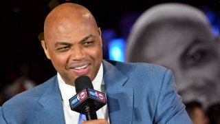 NBA analyst Charles Barkley talking on set before the New York Knicks game against the Cleveland Cavaliers at the then-Quicken Loans Arena in Cleveland, Ohio, on Oct. 25, 2016.