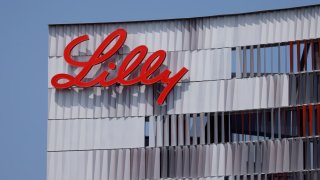 The Eli Lilly logo is shown on one of the company’s offices in San Diego, California, on Sept. 17, 2020.