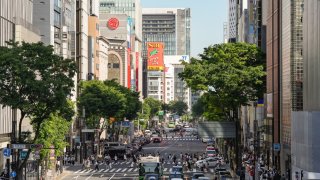 The upscale shopping district of Ginza in Tokyo, Japan, on Saturday, May 4, 2024. 