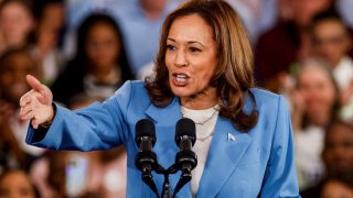 U.S. Vice President and Democratic presidential candidate Kamala Harris speaks at an event at the Hendrick Center for Automotive Excellence in Raleigh, North Carolina, U.S., August 16, 2024. 