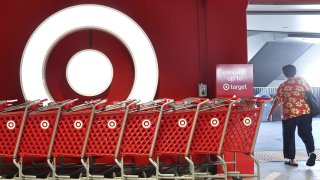 The Target logo is displayed at a Target store on August 20, 2024 in Los Angeles, California. 