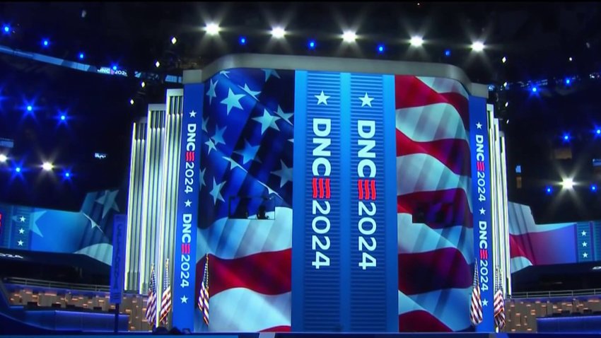 A look at the DNC stage, screens inside United Center