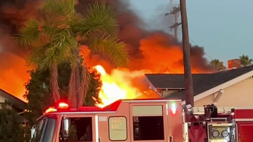 A fire at a home in North Park on Aug. 20, 2024.