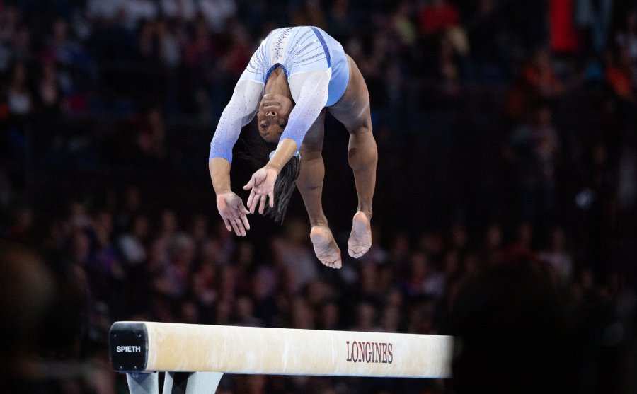 Biles performs the third move named for her