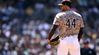 SAN DIEGO, CALIFORNIA – MAY 26: Joe Musgrove #44 of the San Diego Padres prepares to pitch against the New York Yankees during the sixth inning at Petco Park on May 26, 2024 in San Diego, California. (Photo by Orlando Ramirez/Getty Images)