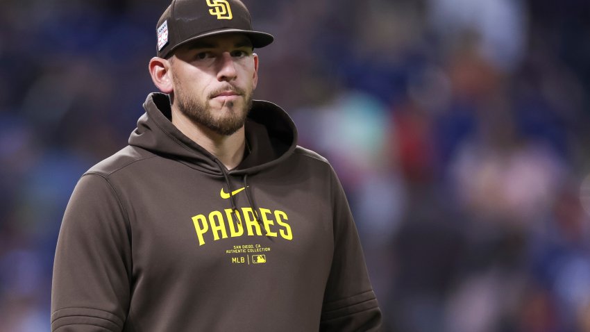 CLEVELAND, OHIO – JULY 20:  Joe Musgrove #44 of the San Diego Padres walks on the field after a team victory over the Cleveland Guardians at Progressive Field on July 20, 2024 in Cleveland, Ohio. (Photo by Brandon Sloter/Image Of Sport/Getty Images)