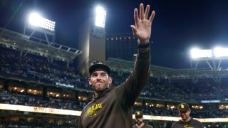 SAN DIEGO, CALIFORNIA – JULY 31: Joe Musgrove #44 of the San Diego Padres waves to fans after a team victory over the Los Angeles Dodgers at Petco Park on July 31, 2024 in San Diego, California. (Photo by Brandon Sloter/Getty Images)