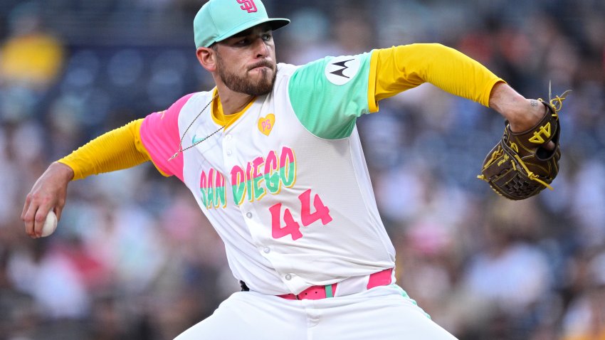 SAN DIEGO, CALIFORNIA – AUGUST 23: Joe Musgrove #44 of the San Diego Padres pitches against the New York Mets during the first inning at Petco Park on August 23, 2024 in San Diego, California. (Photo by Orlando Ramirez/Getty Images)