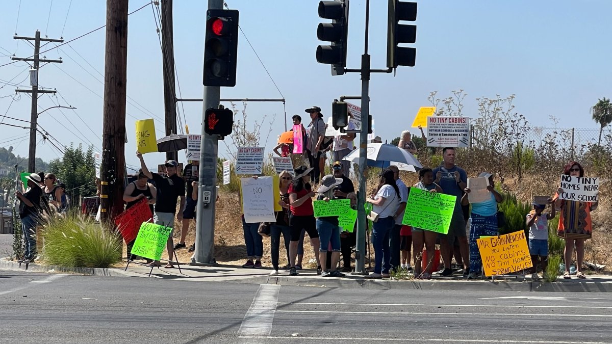 Dozens of people rally against site for tiny homes in Lemon Grove NBC
