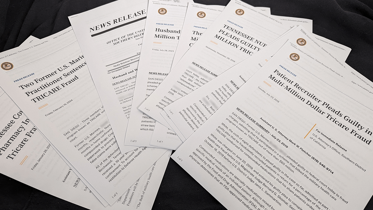 The Department of Justice sent out nearly a dozen press releases about the fraud scheme with no mention of discipline for the sham patients.