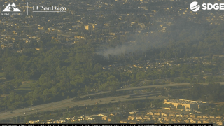 A shot of the fire in Santee captured by the AlertCalifornia wildfire cameras.