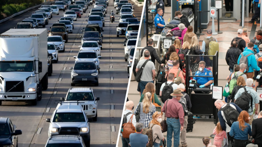 (Split)Traffic and long lines at at TSA