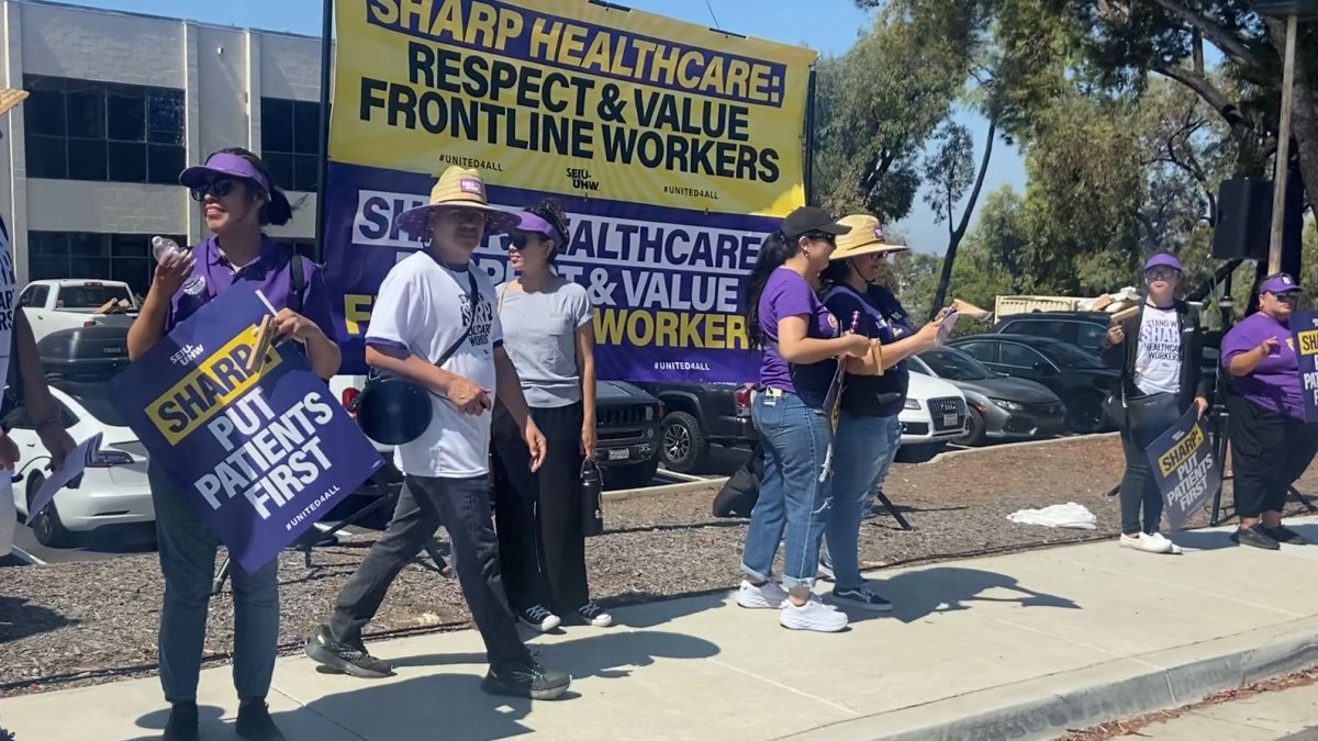 Health care workers picket outside Sharp Chula Vista Hospital – NBC 7 ...