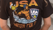 A closeup of the design on the collaboration shirt between the Team USA water polo team and Coronado-based brand URT.