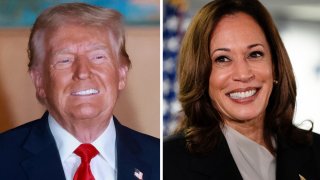 Republican presidential nominee and former U.S. President Donald Trump reacts during his “No Tax on Tips” campaign event in Il Toro E La Capra restaurant in Las Vegas, Nevada, U.S. August 23, 2024. (L), and Vice President Kamala Harris smiles as she speaks at her Presidential Campaign headquarters in Wilmington, DE, U.S., July 22, 2024.