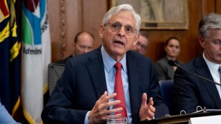 US Attorney General Merrick Garland speaks at the beginning of a meeting of the Justice Department’s Election Threats Task Force at the Justice Department in Washington, DC on September 4, 2024. 