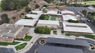 An aerial view of Black Mountain Middle School in August of 2024.