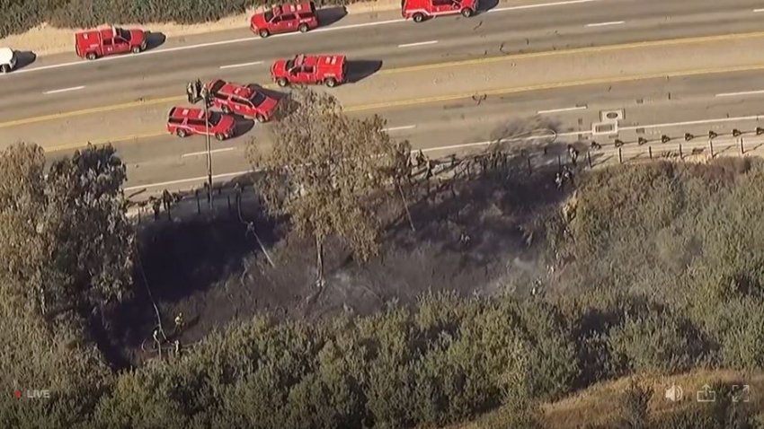 A small brush fire burned Tuesday in Chula Vista near Southwestern College