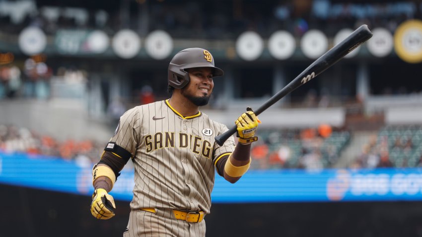 SAN FRANCISCO, CA – SEPTEMBER 15: Luis Arraez #4 of the San Diego Padres looks on during the game between the San Diego Padres and the San Francisco Giants at Oracle Park on Sunday, September 15, 2024 in San Francisco, California. (Photo by Lachlan Cunningham/MLB Photos via Getty Images)