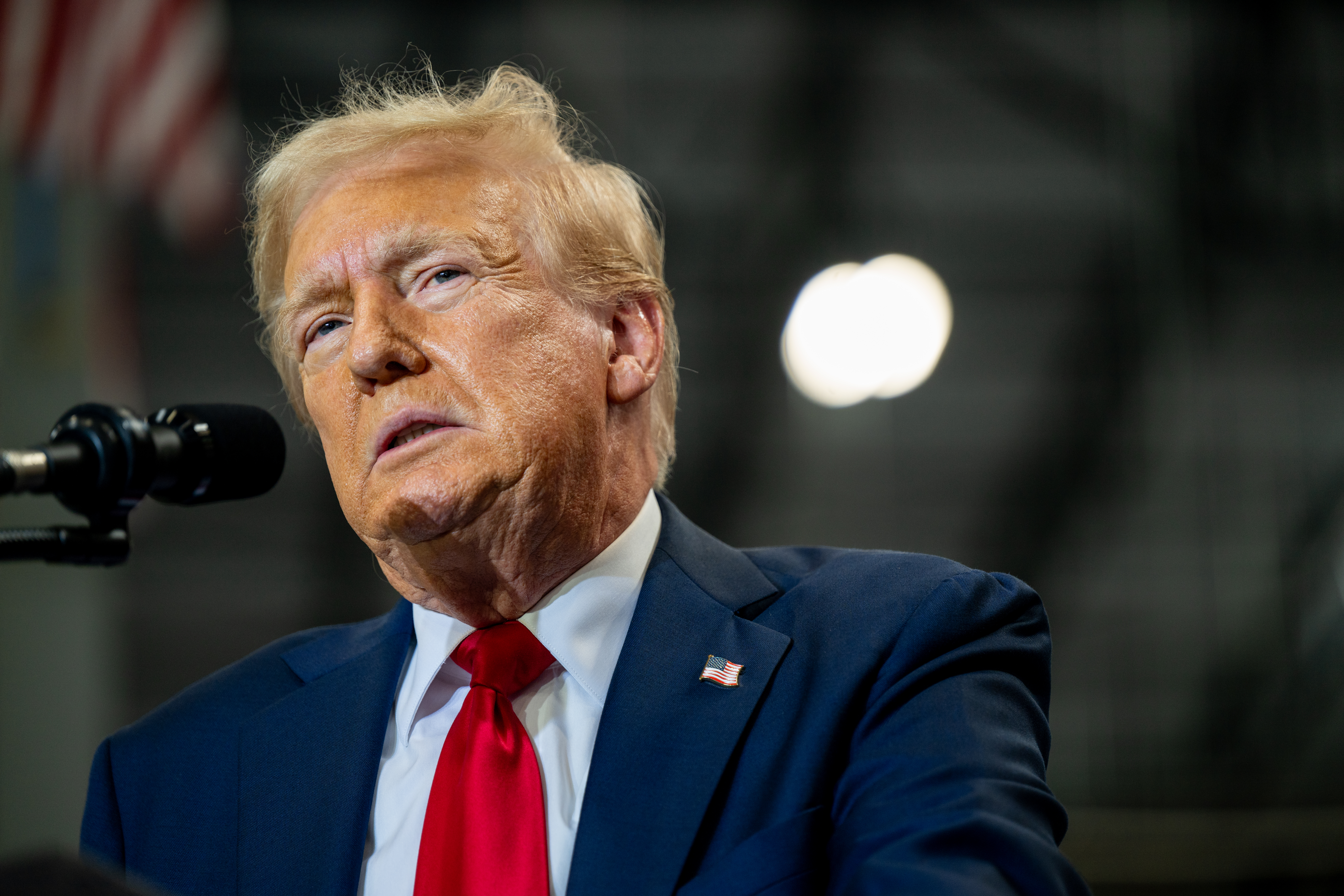 File. SEPTEMBER 25: Republican presidential candidate, former U.S. President Donald Trump speaks to attendees during a campaign rally at the Mosack Group warehouse on September 25, 2024 in Mint Hill, North Carolina. Trump continues to campaign in battleground swing states ahead of the November 5 presidential election.