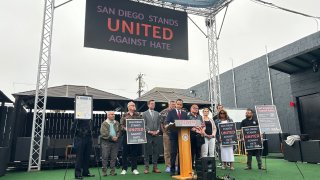 Two San Diego City Councilmen, Raul Campillo and Stephen Whitburn, were joined Thursday by representatives from law enforcement and the LGBTQ+ community in denouncing hate amid a rise in hate crimes in the city, state and country, and offered tools and resources to report incidents and support victims.