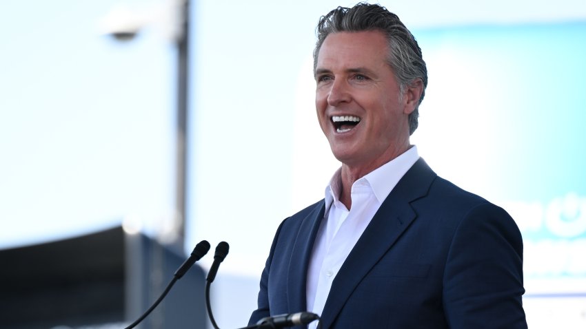 OAKLAND, CALIFORNIA – AUGUST 30: Governor Gavin Newsom speaks during a celebration ‘to build and expand clean energy in California’, as U.S. Under Secretary of Energy David Crane and Senator Alex Padilla (D-CA), along with other local, state and federal leaders are gathered in Oakland, California, United States on August 30, 2024. (Photo by Tayfun Coskun/Anadolu via Getty Images)