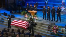 San Diego police officers honor the life of Officer Austin Machitar on Sept. 21, 2024. (NBC 7 San Diego)