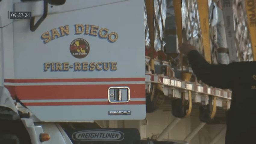 Video shared by the San Diego Fire-Rescue Department on Sept. 27, 2024, shows the Urban Rescue Team preparing for departure to aid Hurricane Helene efforts.