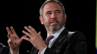 Ripple CEO Brad Garlinghouse speaks during the Milken Institute Global Conference in Beverly Hills, California, on Oct. 19, 2021.