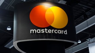 BARCELONA, SPAIN – MARCH 01: A view of the MasterCard company logo on their stand during the Mobile World Congress on March 1, 2017 in Barcelona, Spain. (Photo by Joan Cros Garcia/Corbis via Getty Images)