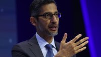 Google CEO Sundar Pichai speaks with Emily Chang during the APEC CEO Summit at Moscone Center West in San Francisco on Nov. 16, 2023.