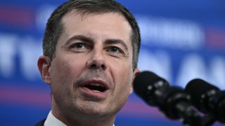 US Transportation Secretary Pete Buttigieg speaks before US President Joe Biden delivers remarks on his “Investing in America” agenda in Ann Arbor, Michigan on September 6, 2024. 