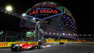 Charles Leclerc of Monaco driving the (16) Ferrari SF-23 on track during practice ahead of the F1 Grand Prix of Las Vegas at Las Vegas Strip Circuit on November 17, 2023 in Las Vegas, Nevada.