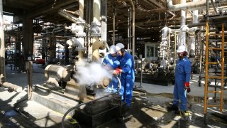 A general view of Isfahan Refinery, one of the largest refineries in Iran and is considered as the first refinery in the country in terms of diversity of petroleum products in Isfahan, Iran on November 08, 2023.