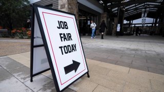 More than 75 employers were taking resumes and talking to prospective new hires at a career fair in Lake Forest, CA on Wednesday, February 21, 2024. 