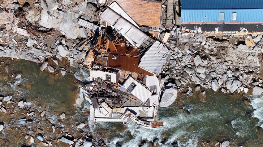 A destroyed building in Bat Cave, N.C., on Oct. 8.