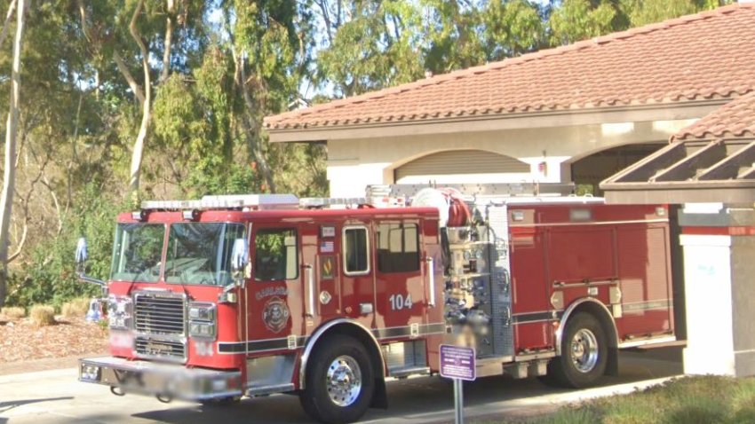 A Carlsbad Fire Department truck in front of Fire Station 4 on Batiquitos Drive